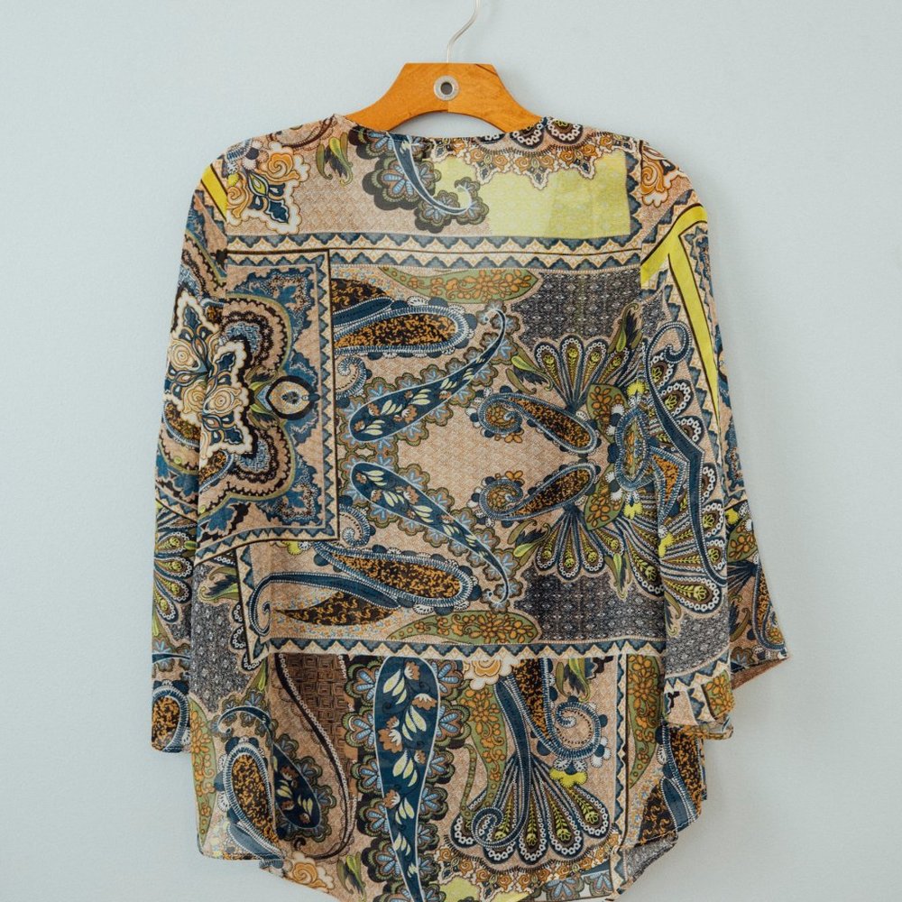 Mixed Pattern Shirt With Fringe - image 2